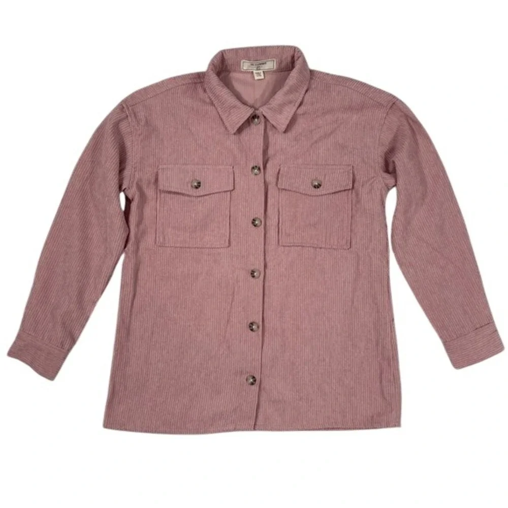No Comment Girls Pink Corduroy Button Front Shirt Jacket 14‎